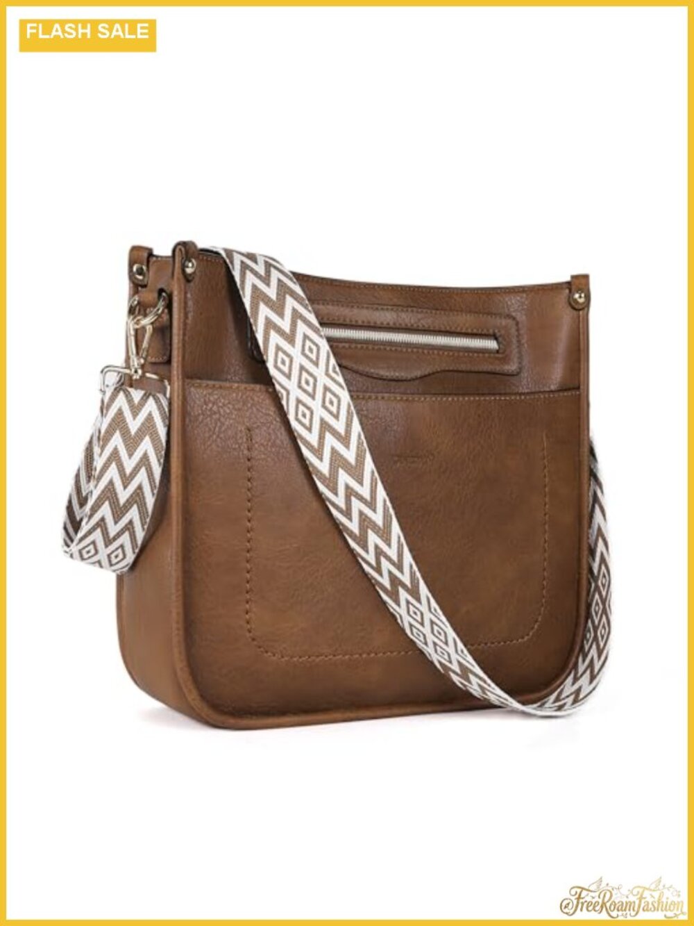 Vegan Leather Crossbody Bag, Adjustable Strap, 7 Pockets, iPad Compatible